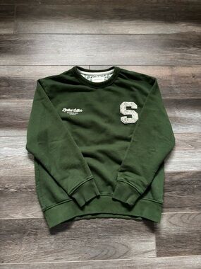 Cactus boys Crewneck Sweatshirt - Olive Green with White 'S' Patch